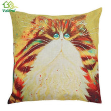 Creative Color Cat Pattern Cotton / Linen Pillowcase 18x18 inches