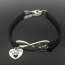 Cat Paw Heart Pendant Leather Bracelet