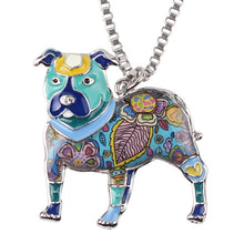 Enamel Pit Bull Buster Dog Pendant Necklace