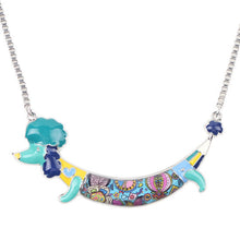 Enamel Poodles Dog Pendant Necklace