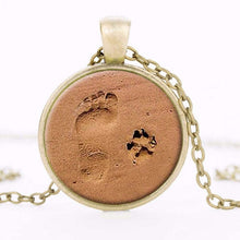 Dog Lover Paw Print in Sand Pendant Necklace