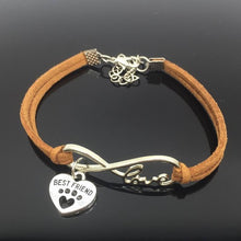 Cat Paw Heart Pendant Leather Bracelet