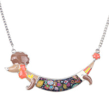 Enamel Poodles Dog Pendant Necklace