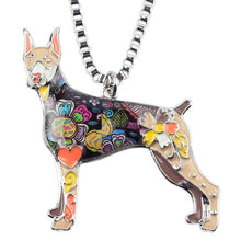 Enamel Doberman Dog Pendant Necklace