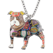 Enamel Pit Bull Buster Dog Pendant Necklace