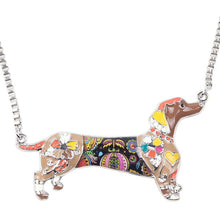 Enamel Dachshund Dog Pendant Necklace