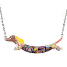 Enamel Animal Pets Dachshund Dog Pendant Necklace