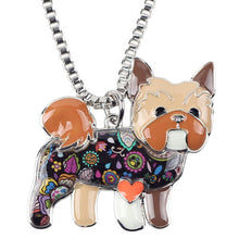 Enamel Yorkie Yorkshire Dog Pendant Necklace