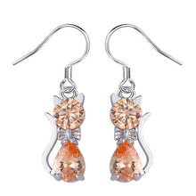 Silver Plated Elegant Crystal Cat Earrings