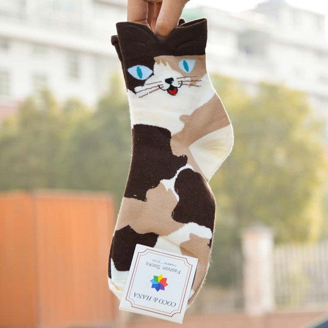 Cartoon Cat Socks (1 pair)