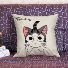 Cat Decorative Cotton / Linen Pillowcase 18x18 inches