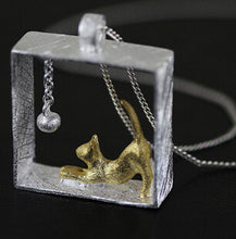 925 Sterling Silver Cat in Acrylic Necklace