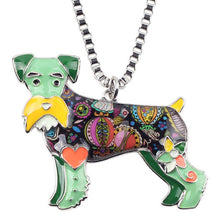 Enamel Schnauzer Dog Pendant Necklace