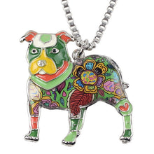 Enamel Pit Bull Buster Dog Pendant Necklace