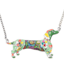 Enamel Dachshund Dog Pendant Necklace