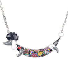 Enamel Poodles Dog Pendant Necklace