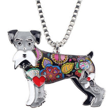 Enamel Schnauzer Dog Pendant Necklace