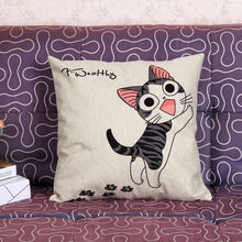 Cat Decorative Cotton / Linen Pillowcase 18x18 inches