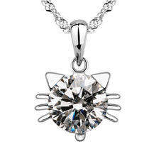 925 Silver Plated Cat Amethyst Pendant Necklace