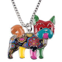 Enamel Yorkie Yorkshire Dog Pendant Necklace