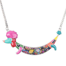 Enamel Poodles Dog Pendant Necklace