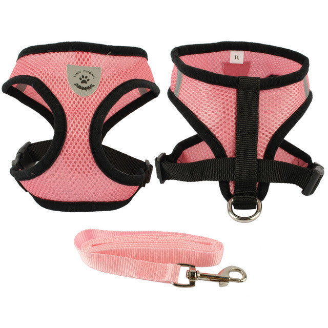 Breathable Mesh Small Dog Pet Harness and Leash Set