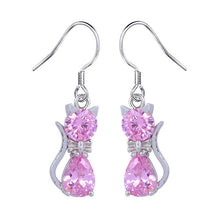 Silver Plated Elegant Crystal Cat Earrings