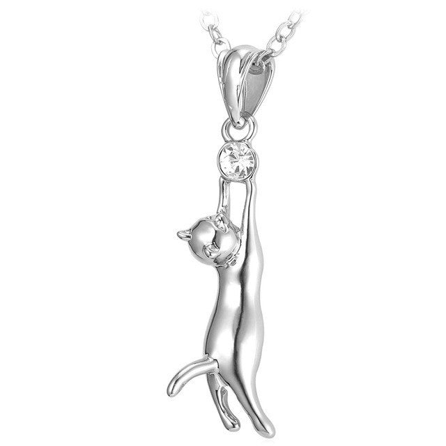 Cute Cat 18K Gold / Platinum Plated Necklace & Pendant