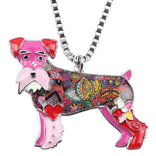 Enamel Schnauzer Dog Pendant Necklace