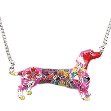 Enamel Dachshund Dog Pendant Necklace