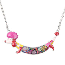 Enamel Poodles Dog Pendant Necklace