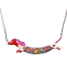 Enamel Animal Pets Dachshund Dog Pendant Necklace
