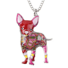 Enamel Chihuahuas Dog Pendant Necklace