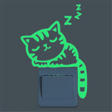 Super Bright Home Decoration Luminous DIY Funny Cute Cat Switch Sticker Glow in the Dark Living Room Fluorescent Sticker poster