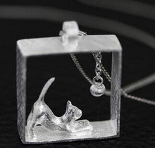925 Sterling Silver Cat in Acrylic Necklace