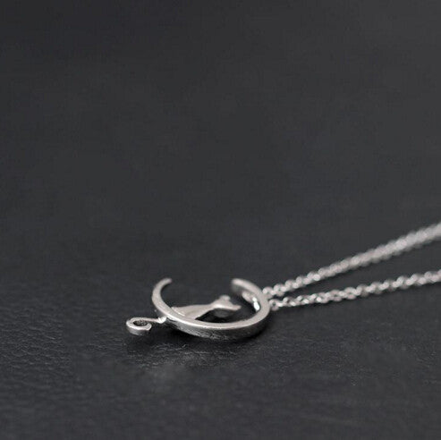 925 Sterling Silver Jewelry Cat on the Moon