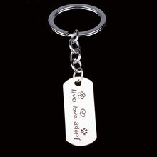 Silver Dog Paws Live Love Adopt Pendant Necklace / Key Chain Keychain