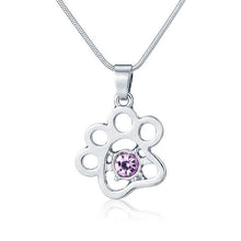 Cat Paw Violet/White Crystal Pendant with  Necklace