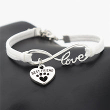 Antique Silver Cat Paw Charms Pendant Leather Infinity Love Bracelet