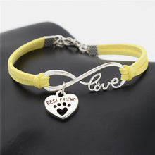 Antique Silver Cat Paw Charms Pendant Leather Infinity Love Bracelet