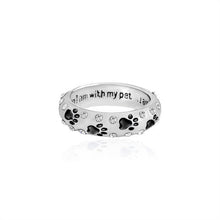 "When I am with my pet... I am complete" Paw Footprints Ring