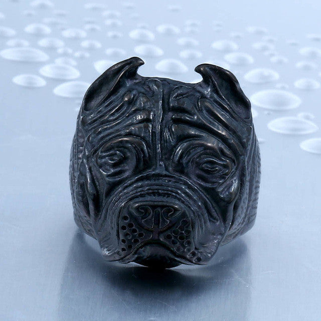316L Stainless Steel Titanium Pit Bull Dog Ring