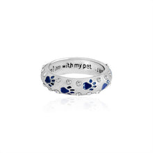"When I am with my pet... I am complete" Paw Footprints Ring