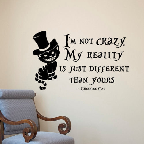 Alice In Wonderland Wall Sticker Cheshire Cat Quotes Vinyl Decals Room Wall Art Decoration DIY Home Decor