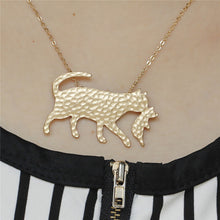 Gold / Silver Plated Cat Holding Her Baby Necklace