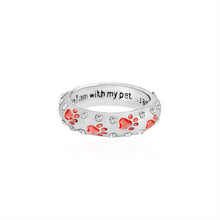 "When I am with my pet... I am complete" Paw Footprints Ring