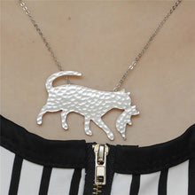 Gold / Silver Plated Cat Holding Her Baby Necklace