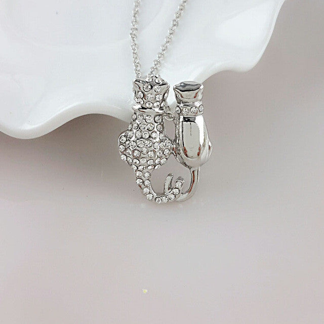 Cute Cat Couple Pendant Necklace