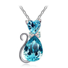 Austrian Crystal Cat Pendant Chain Necklace