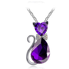 Austrian Crystal Cat Pendant Chain Necklace